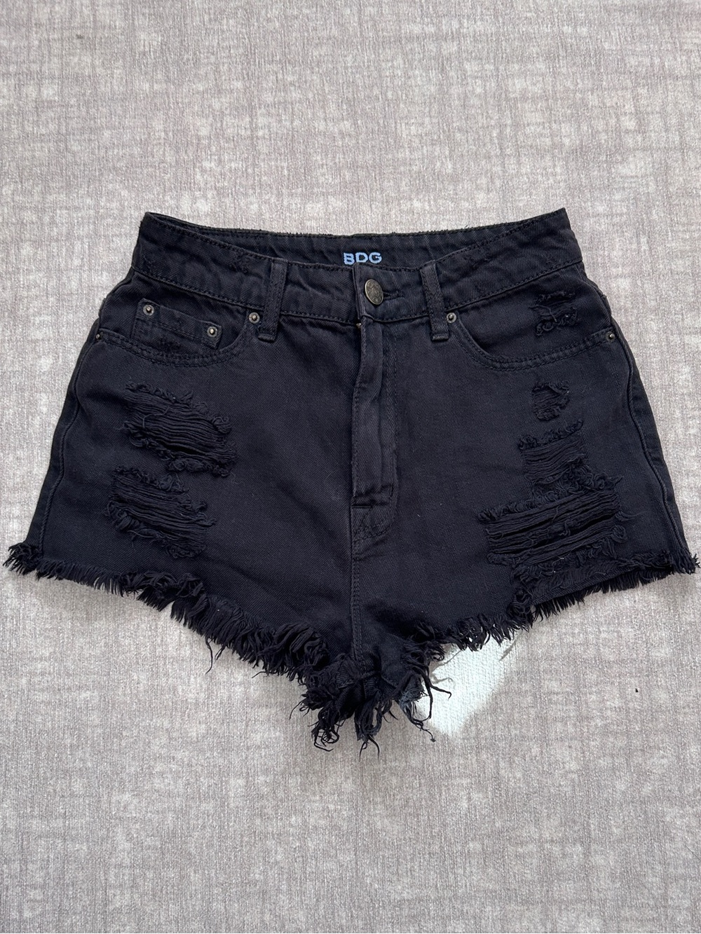 Urban Outfitters BDG Black High Rise Distressed Denim Shorts with Frayed Hem